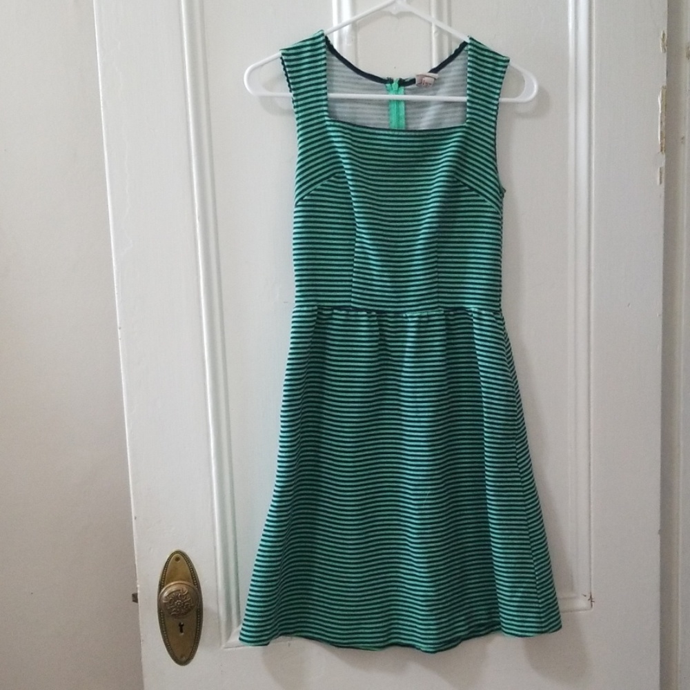 Merona green & black stripe dress xs